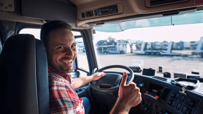 Happy truck driver employee