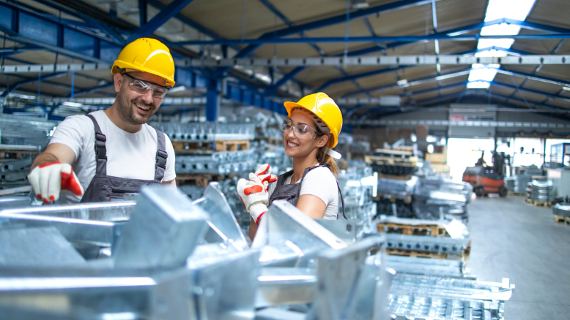 Frontline workers in a manufacturing facility